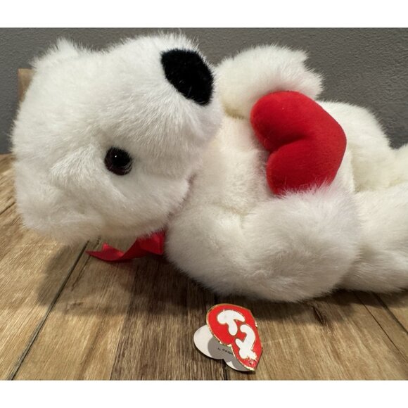 VTG 1997 TY Romeo White 15" Plush Teddy Bear w/Red Heart & Bow Plush NEW - Picture 6 of 9
